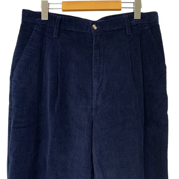 Northern Reflections Corduroy Pants Womens 16 Navy Blue Pleated High Rise NEW - Picture 3 of 7